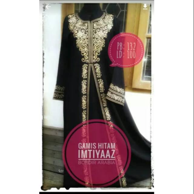 EMKA - Grosir gamis abaya hitam baju busana arabia dubai turkey bordir murah mewah modern terbaru (putih)