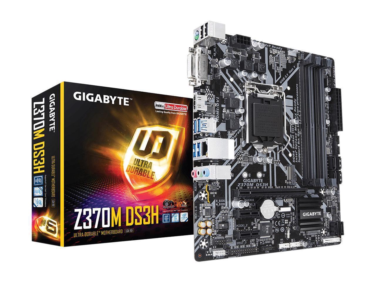 Gigabyte Motherboard Z370M DS3H - LGA 1151 (300 Series) Intel Z370 HDMI SATA 6Gb/s USB 3.1 Micro ATX Intel Motherboard - Hitam