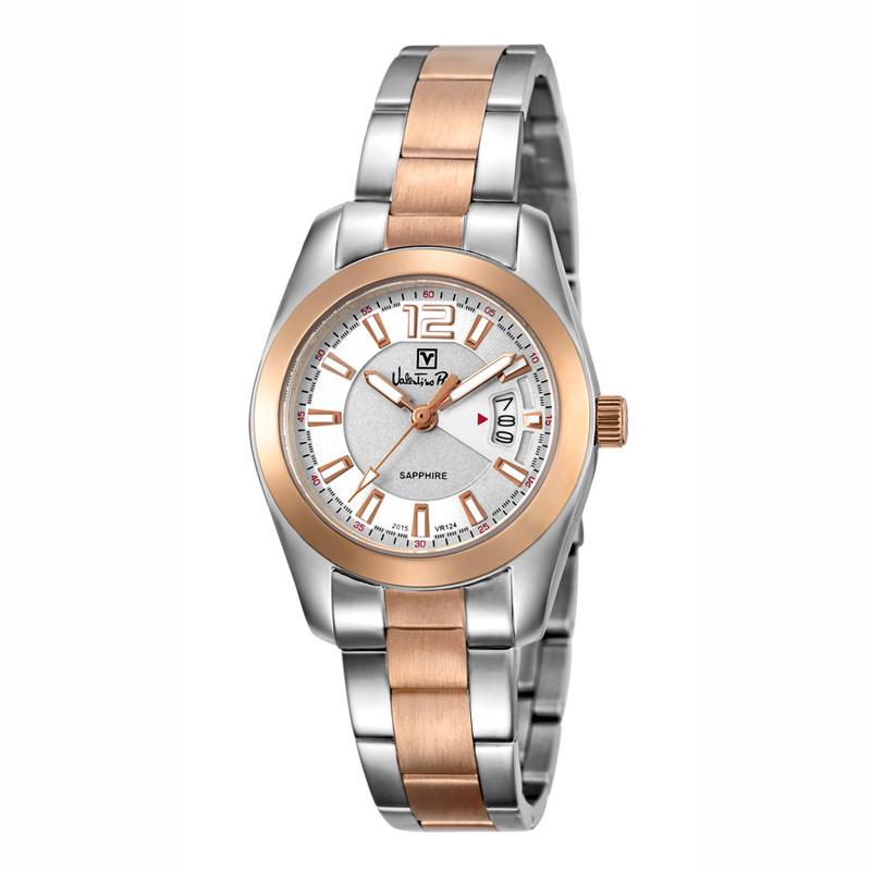 Valentino Rudy - Jam Tangan Wanita - Silver Komb Rosegold-Putih - Stainless Steel - VR124-2615