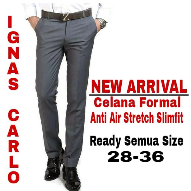 IGNAS CARLO- Celana Panjang Formal Pria Valen Slimfit Kantor Bahan Advance Waterproof Stretch Hitam
