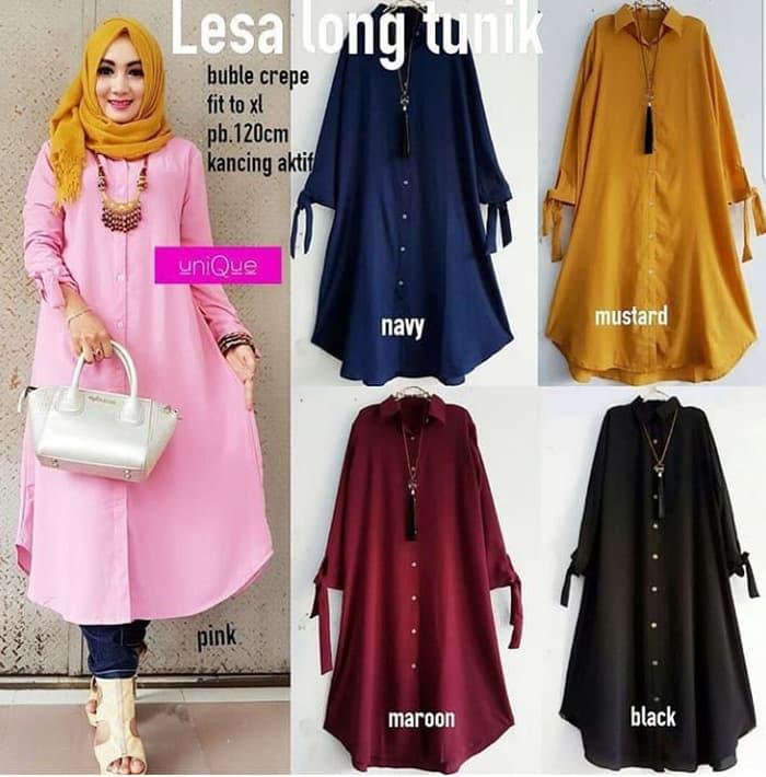 Atasan Blouse Wanita Baju Muslim Blus Muslim Lesa Long Tunik / baju / baju wanita / baju atasan wanita / baju motif / baju murah / baju keren / baju lucu / baju berkualitas
