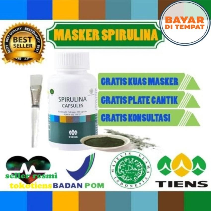 Spirulina Masker Wajah alami Tiens 10 kapsul (gratis 1 kuas cantik). paling ampuh hilangin jerawat dan komedo, Gratis konsultasi dan minta bukti keaslian produk/kartu tanda distributor saat konsultasi