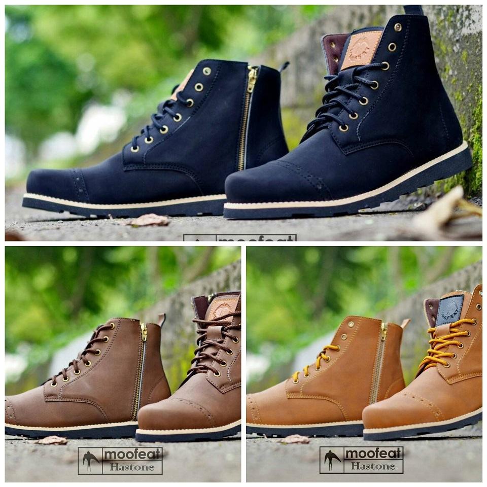 SEPATU BOOTS CASUAL Risleting Formal Pria Moofeat JAGUAR Slip On Kerja Formal Kulit Asli Safety Original Murah Hitam Tan Coklat SEPATU PROYEK LAPANGAN PDH PDL [ BroDo Yongki Joe Kickers Faris Pantofel PDL Touring bradleys bennet