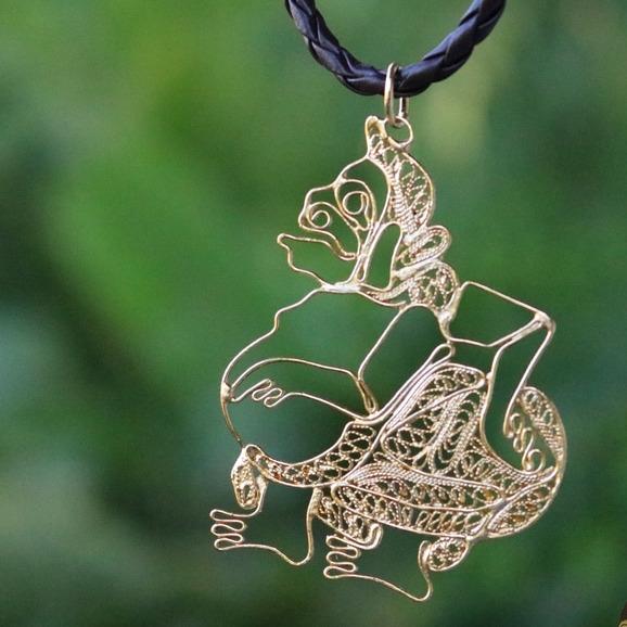 Liontin Kalung Wayang Handmade - Semar ( Warna Emas )