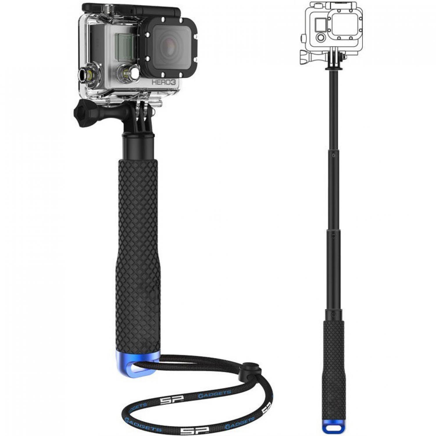 Metal Lid Pov Extendable Pole Monopod for GoPro / Xiaomi Yi / Xiaomi Yi 2 4K 49 cm Aksesoris Kamera Aksi Tongsis Tomsis Stick Tongkat Narsis Slefie Wifie Perlengkapan Audio Video Vlog Foto Photo Photograph Wrist Strap Compatibility s4453 - Blue