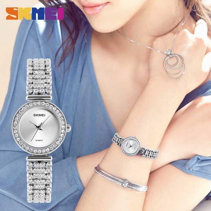 Jam Tangan Wanita Cewek Rantai ORIGINAL SKMEI casio Anti Air Mewah BOX - Emas