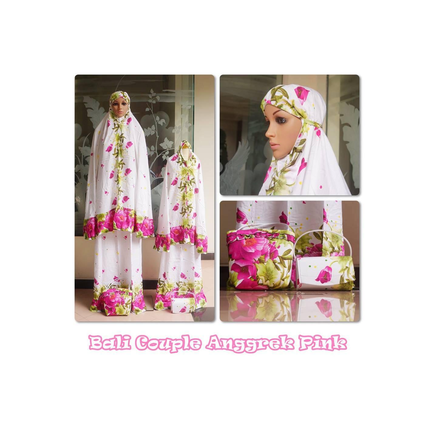 mukena bali couple mama anak murah warna putih pink