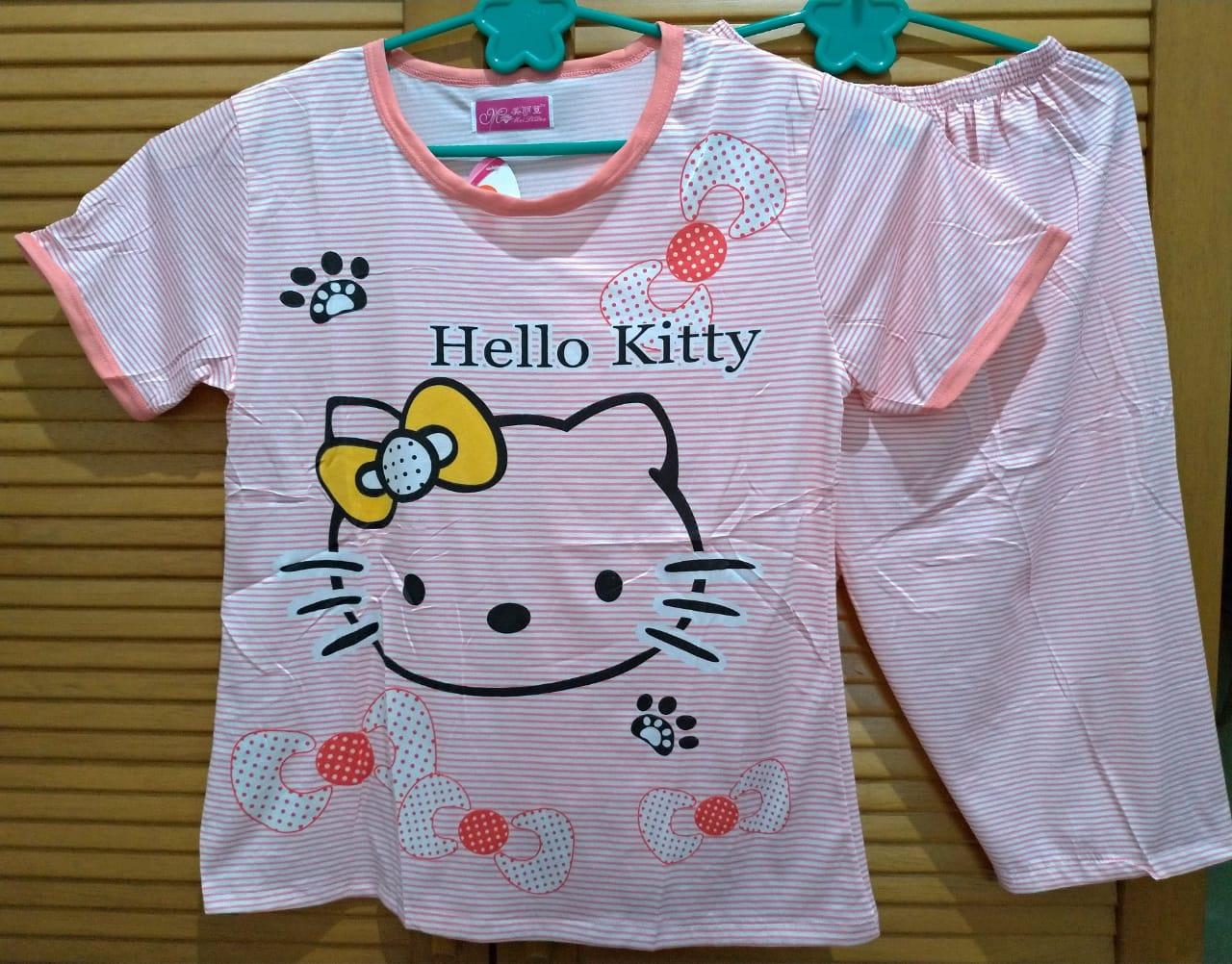 Cloth.88 Baju Tidur Piyama Wanita Setelan Kaos Celana Pendek Hello Kitty Salur