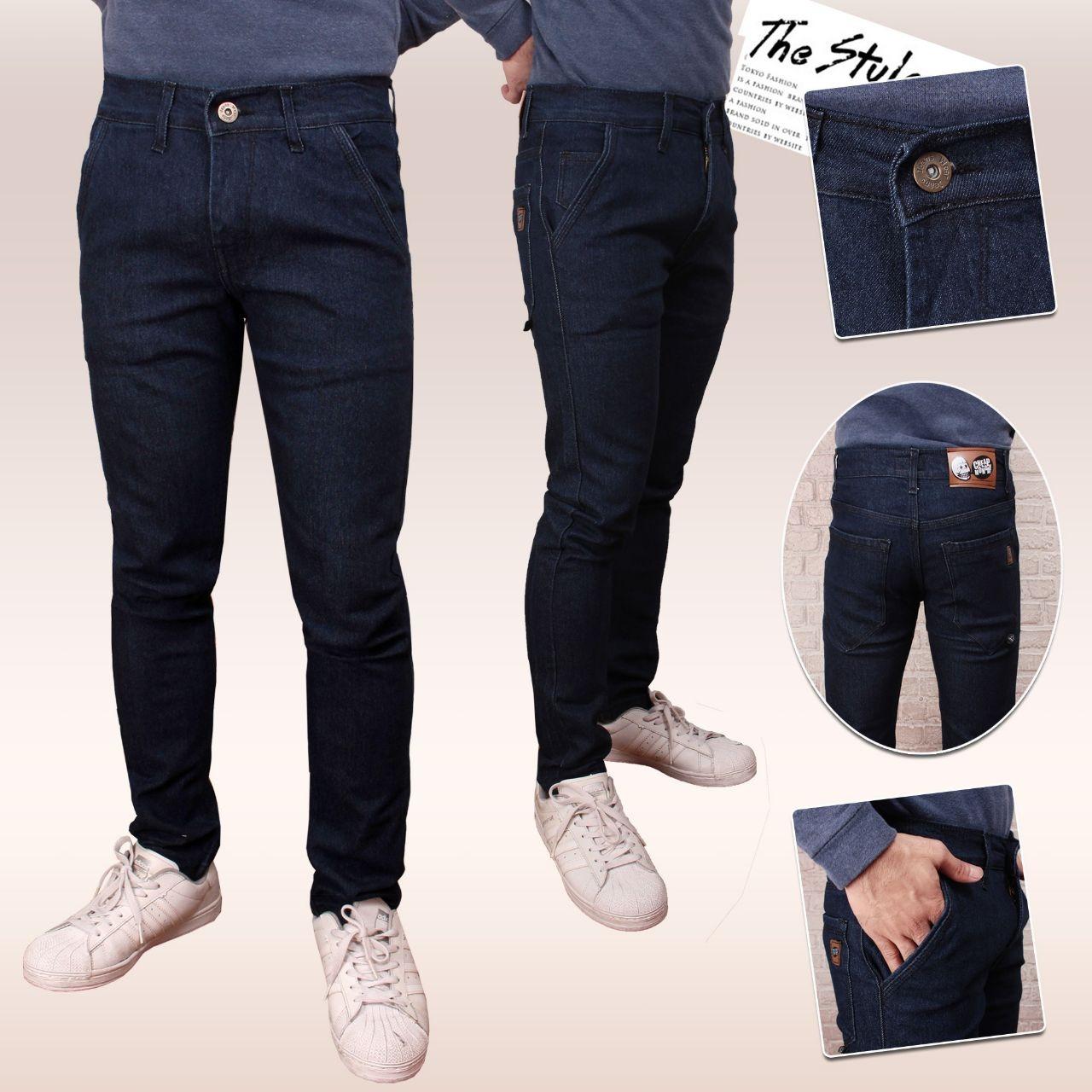 celana jeans pria biru dongker terbaru premium