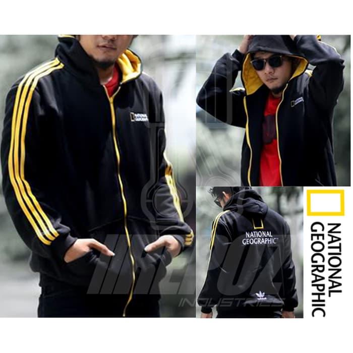 Sedang Diskon!! Jaket Sweater Hoodie Zipper Nat Geo National Geographic Adidas Baru - ready stock