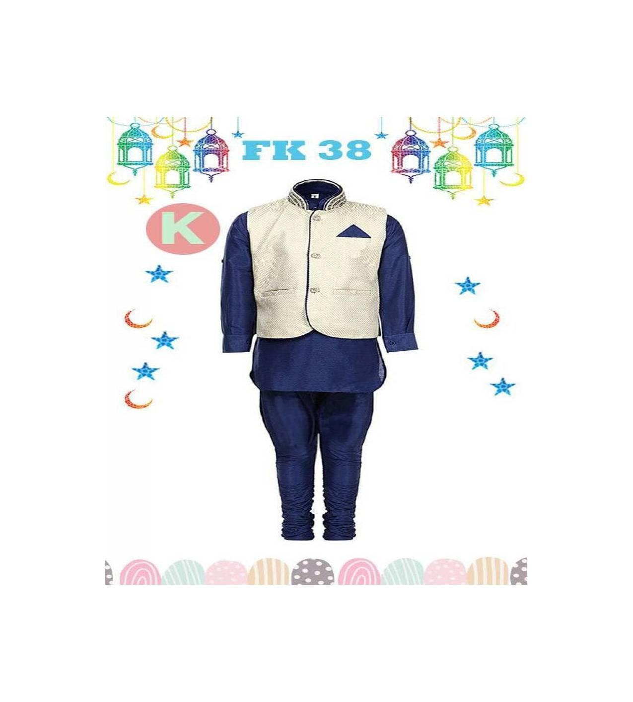 FK 38K Baju Kostum Koko Anak Kecil India Pakistan Lebaran Import Biru