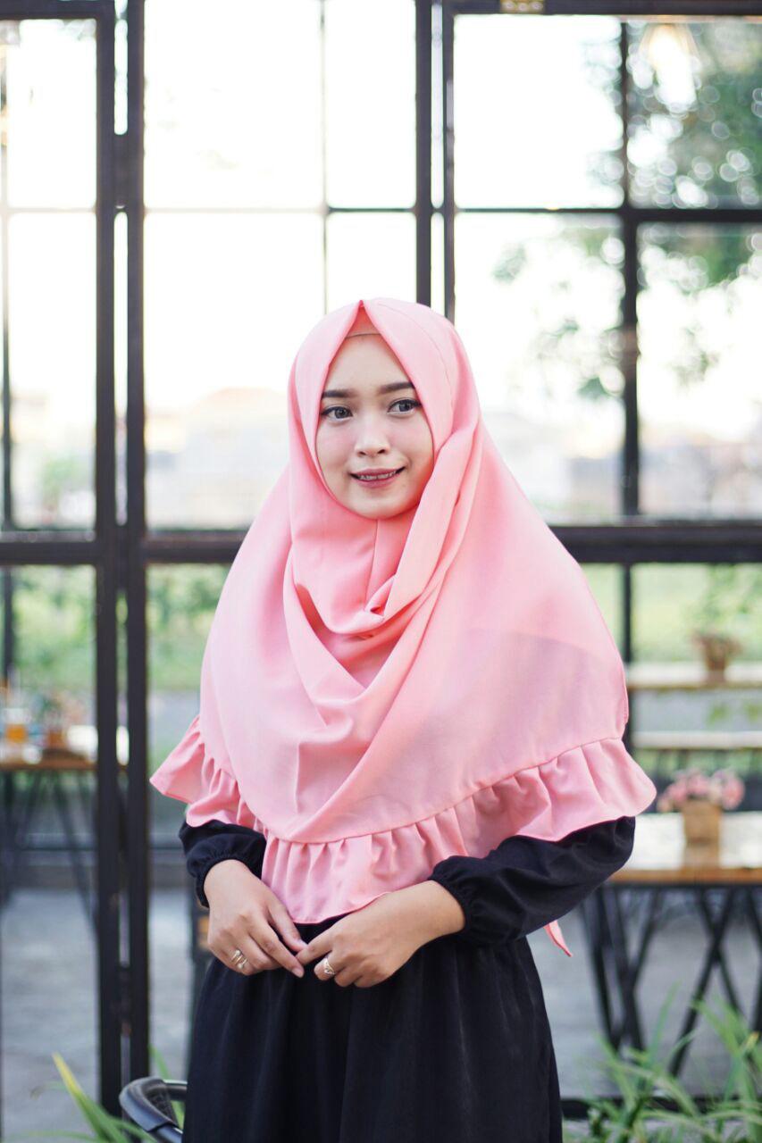 Loveme Kerudung Instan Pastan Rempel Pashmina Instan Kerudung Khimar Instan - Jilbab Instan Murah - Warna Dusty Pink