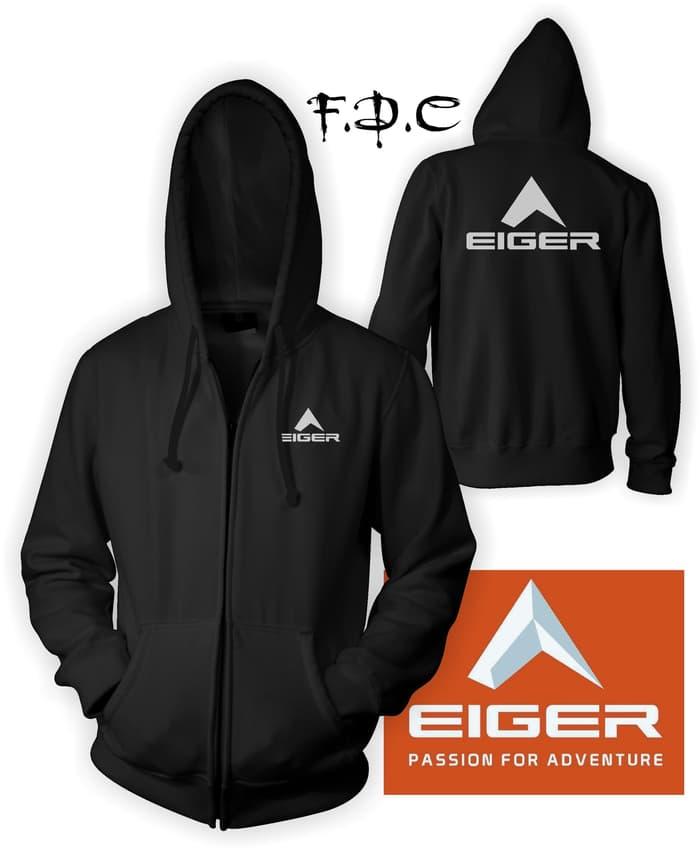Promo Terbatas!! JAKET EIGER ZIPPER HITAM TERBARU - HITAM, S - ready stock