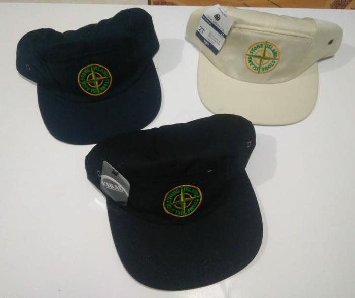 Terbaru!! Topi Baseball 5 Panel Stone Island Premium | Topi Stone Island Cakop - Ivory - ready stock