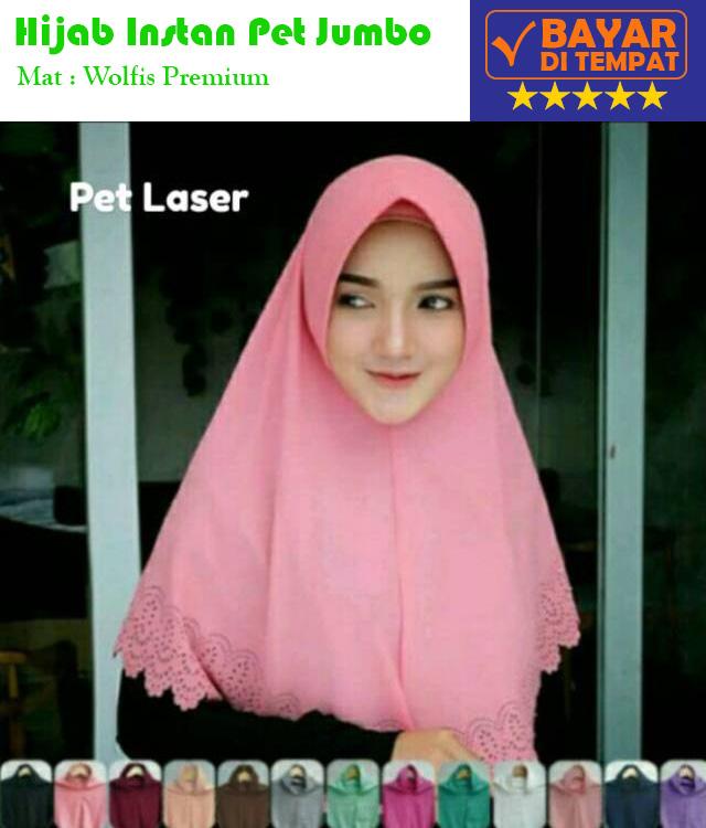 Hijab Jilbab Kerudung Instan Khimar Pet Antem Jumbo Syari