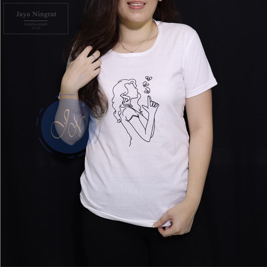 Jaya Ningrat T-Shirt Wanita LADY SUIT Tumblr Baju wanita Kaos wanita Kaos remaja terkini Kaos distro Kaos wanita lengan pendek - Putih