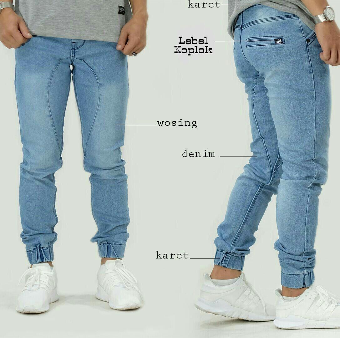 SH Celana joger jeans pria Celana joger denim pria