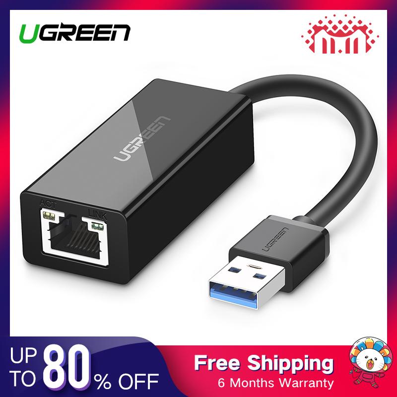 UGREEN Network Adapter USB 3.0 untuk RJ45 Gigabit adaptor jaringan Ethernet LAN 10 100 1000Mbps USB Ethernet Adapter USB 3.0 2.0 Network Card to RJ45 Lan for Windows 10 Xiaomi Mi Box 3 Nintend Switch Ethernet USB