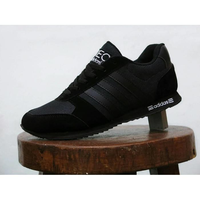 Sepatu Adidas Neo City Racer Full Black Hitam / kets casual sekolah
