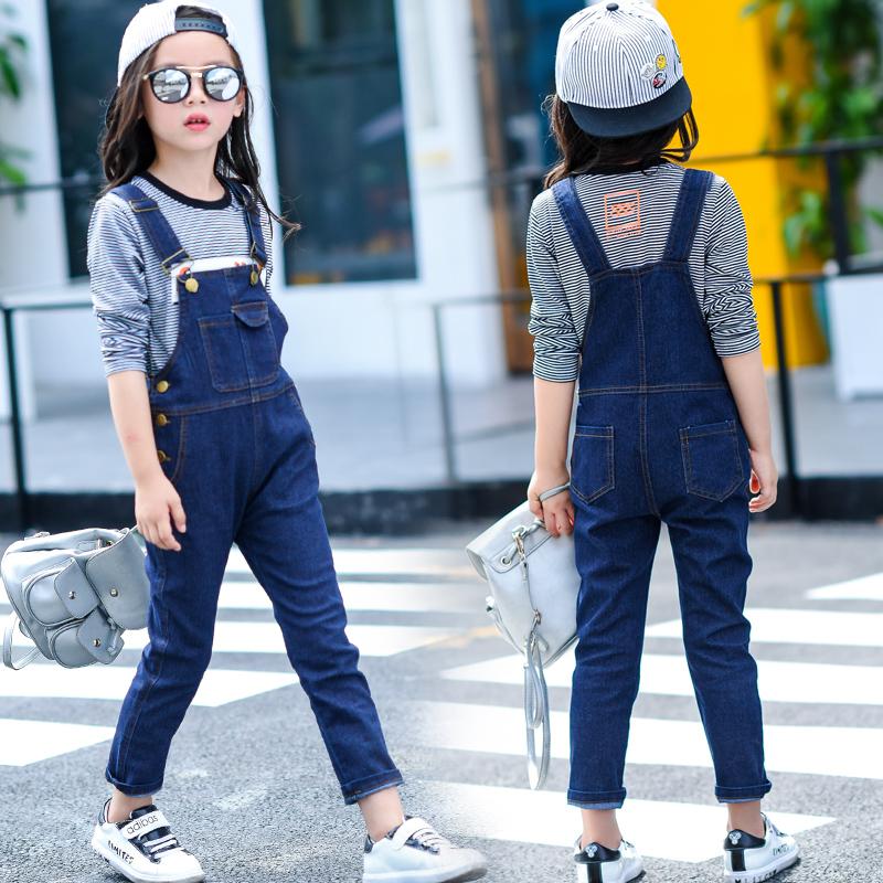 Korea Fashion Style Model Musim Semi Dan Musim Gugur Anak-anak Anak Perempuan Kecil Celana Panjang Gadis Denim Romper Pendek (Gambar Warna)