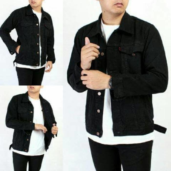 DISKON JAKET JEANS LEVIS HITAM PEKAT KEREN PREMIUM / BLACK TERMURAH