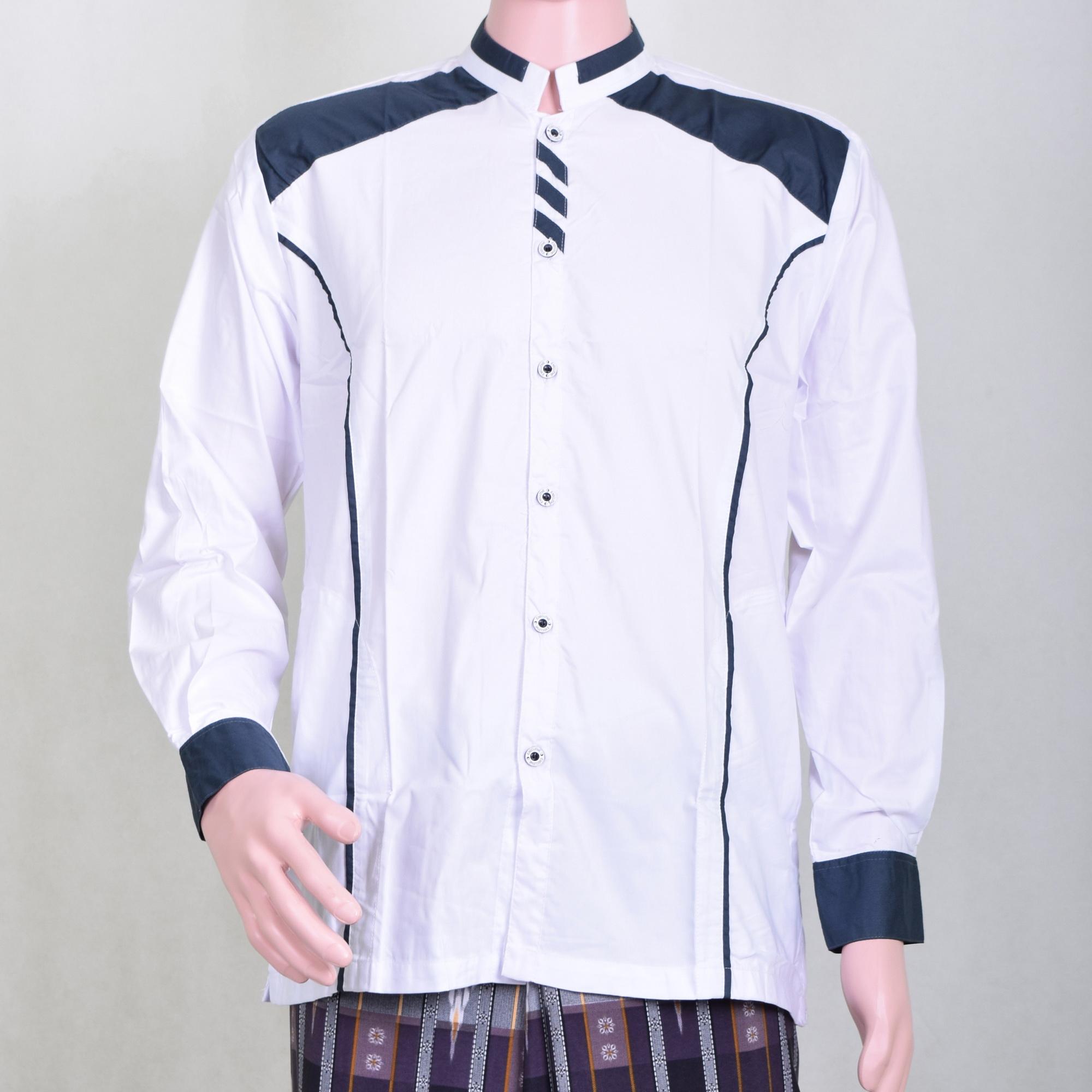 Baju Koko Pria Putih Motif Kombinasi Hitam Berkualitas Keren dan Berwibawa