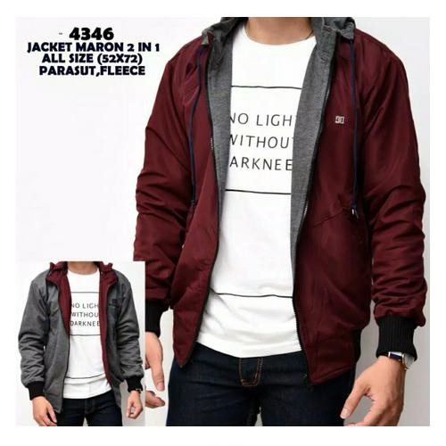 JAKET PARKA BISA PAKAI BOLAK BALIK BOMBER PRIA DISTRO(MAROON)