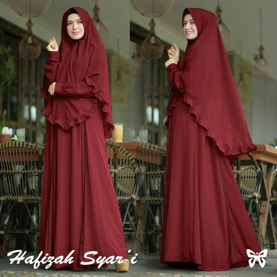 Baju Wanita Shop BAJU MUSLIM Lela Fashion Muslim / Gamis Muslim Syari DRESS JERSEY PREMIUM PAKAIAN WANITA CEWEK KEKINIAN GAMIS SYARI MAXI MAXY BUSANA PESTA JAMAN NOW MOTIF POLOS RENDA LEBARAN RAMADHAN GROSIR MURAH TERMURAH SS (fizahha) - Maroon