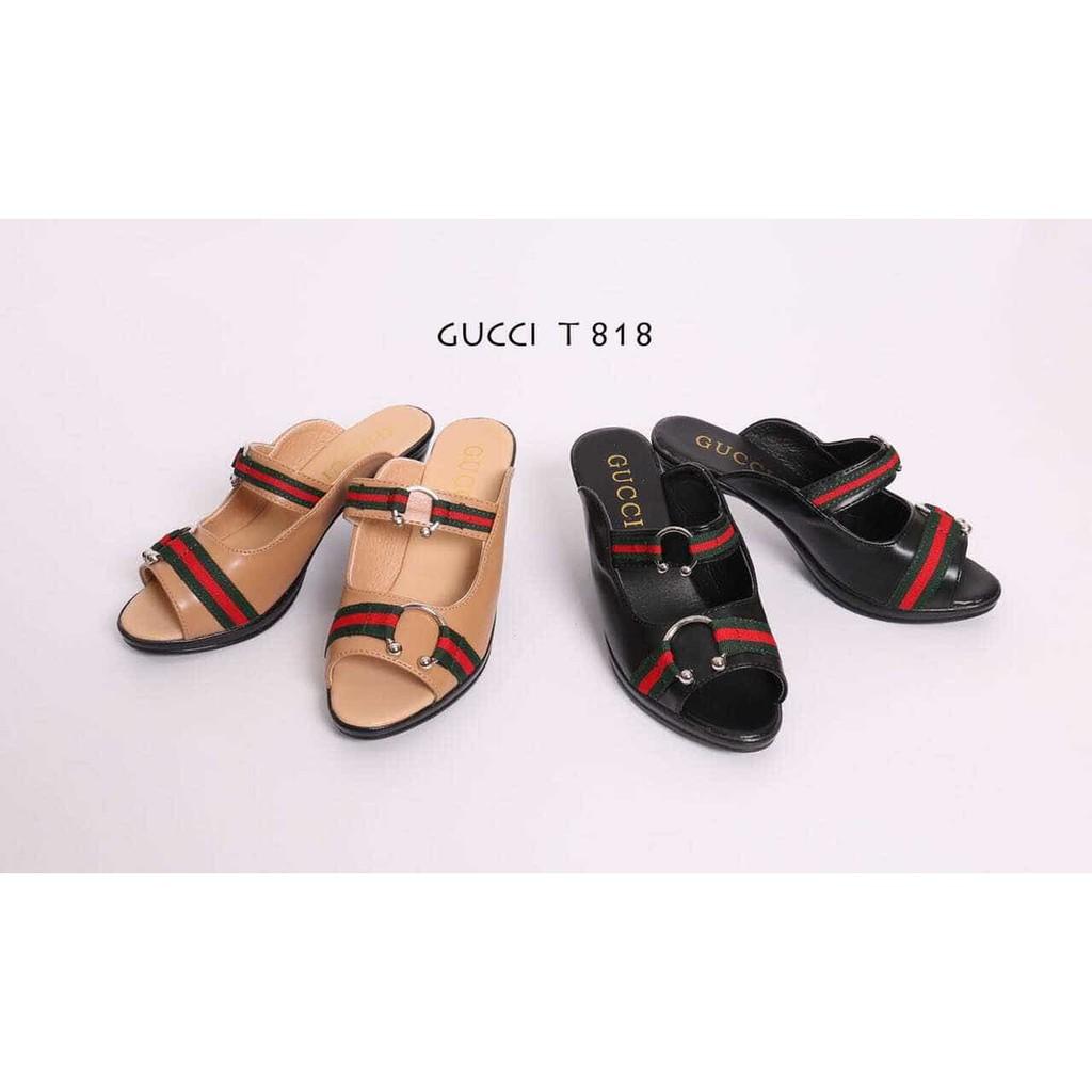 Sandal Wedges GUCCI T 818JS Bahan Leather Dove