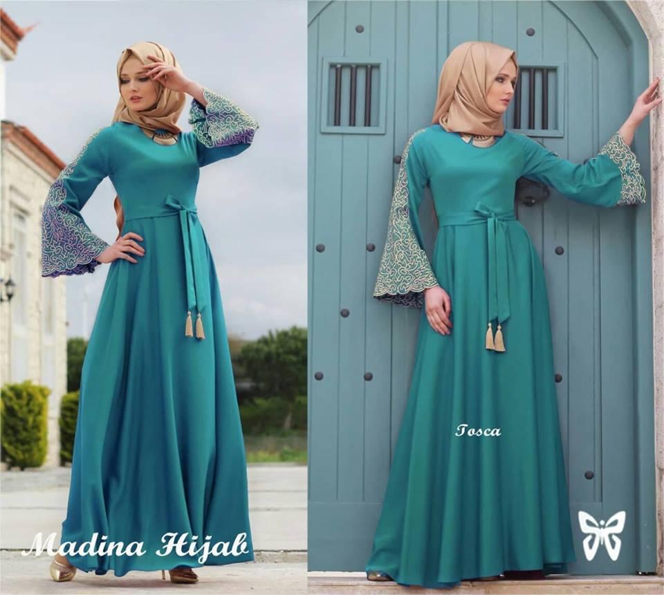 legiONshop-baju muslimah  maxi wanita  muslim wear  busana muslim wanita MADINA bordir(lengan bordir kanan kiri)