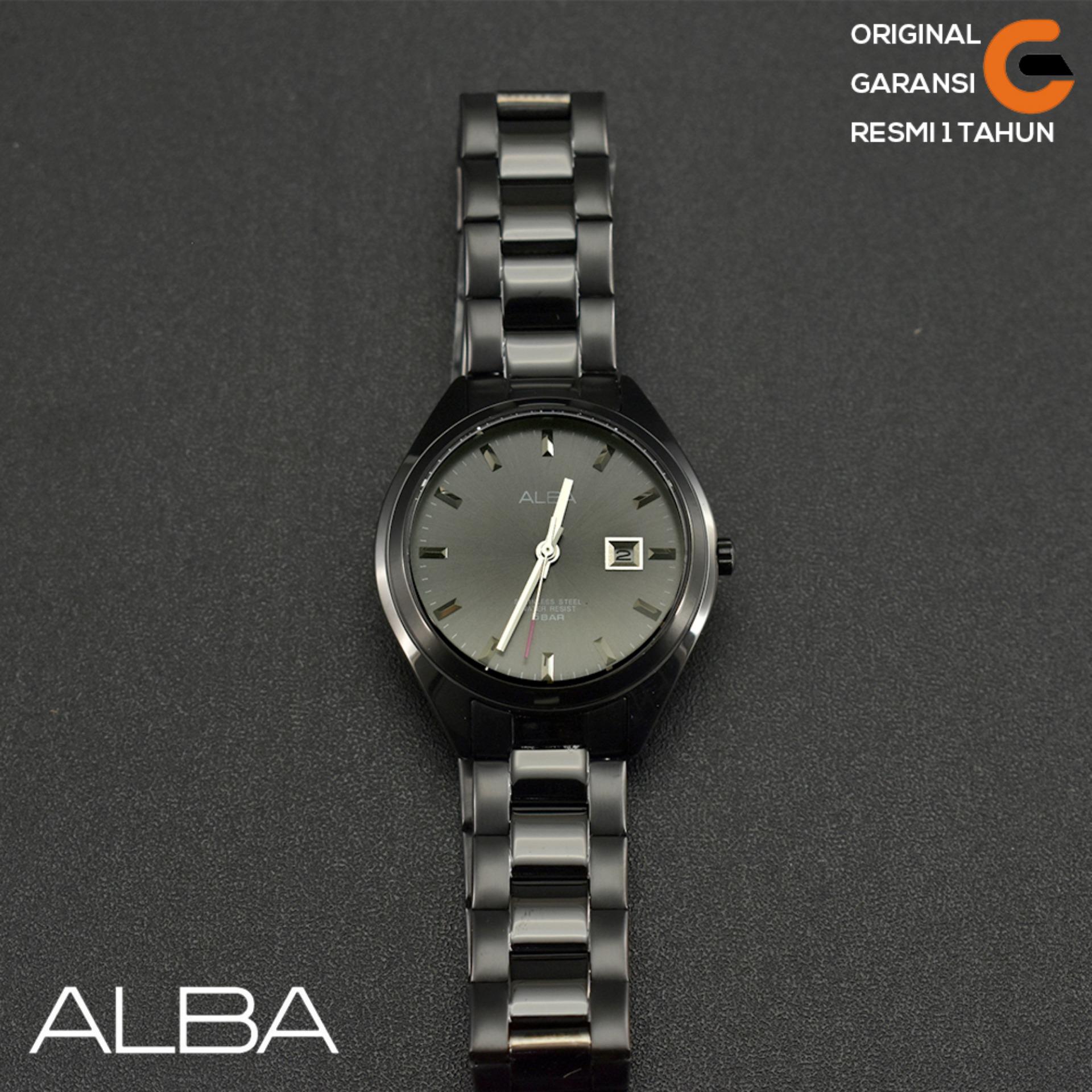 Beli Alba Automatic Al4095x1 Sporty Black Dial Jam Tangan Pria Alba Jam Tangan Wanita ALBA AH7Q09x1 Tali Rantai Logam Stainless Steel Jam tangan Alba Wanita Hitam