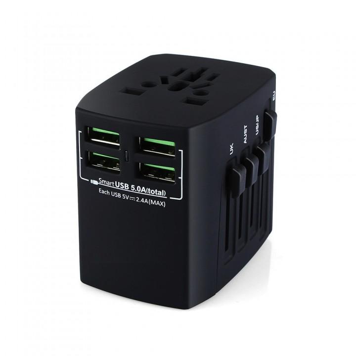 Universal Travel Adapter BST-631 - 4 Smart USB Charging Port 5A - Hitam