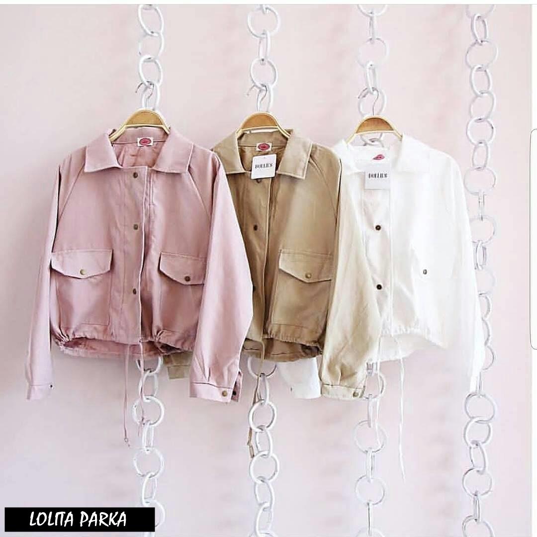 LOLITA PARKA ||| nouska shop ||| Grosir Jaket Sweater Baju Atasan Blouse Rajut Hijab Terbaru Kekinian Cewek Wanita Murah