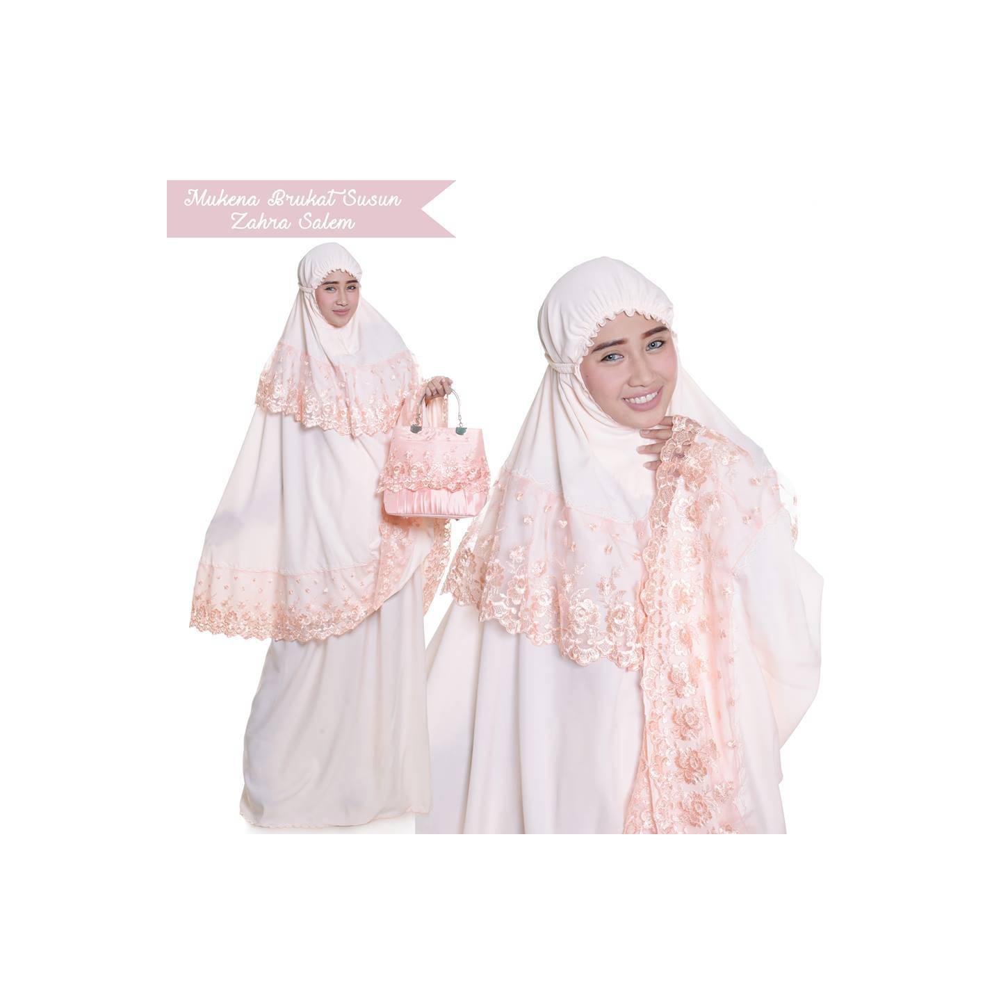 (Busana Muslim Muslimah) MUKENA DEWASA BROKAT ZAHRA SALEM