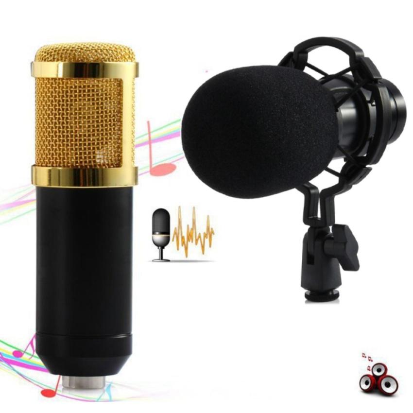 Taffware Mikrofon Kondenser Studio dengan Shock Proof Mount BM800 Mic Nyanyi Karaoke - Black