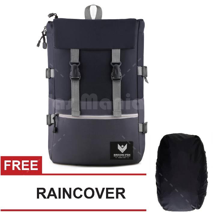 Tas Ransel Pria / Wanita Korea Braun Fox - Ace 0.01 Dailypack Tas Laptop Backpack - Black + FREE Raincover - Korea Style Import Gaya Korea Distro Sekolah Remaja Fashion Eiger Bodypack Fila Anello Kanvas Canvas Ransel Unisex Termurah Terlaris Best Seller