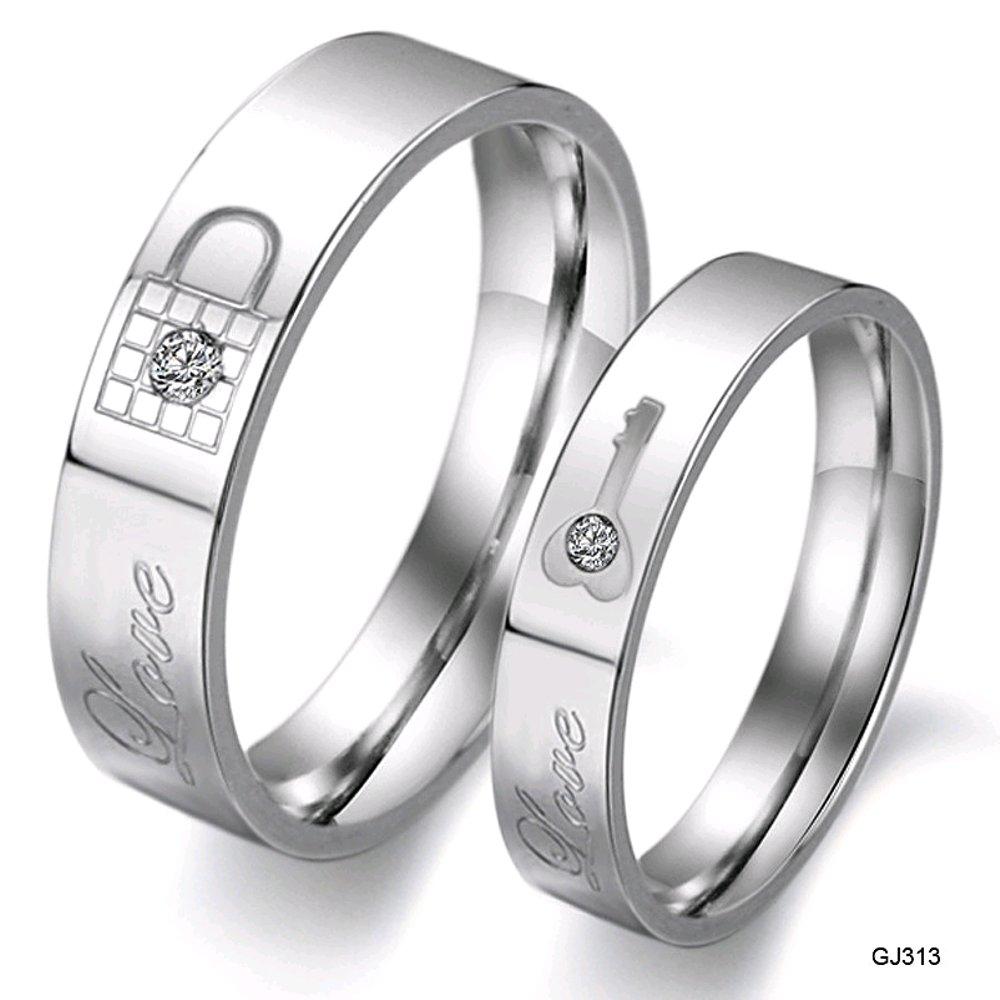 Cincin Couple Gembok Kunci -Bahan Titanium - Xwsrzt