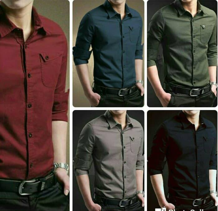 HARGA SPESIAL!!! Kemeja kerja pria | Baju cowok kantor | Hem lengan panjang polos murah - VcKJGT