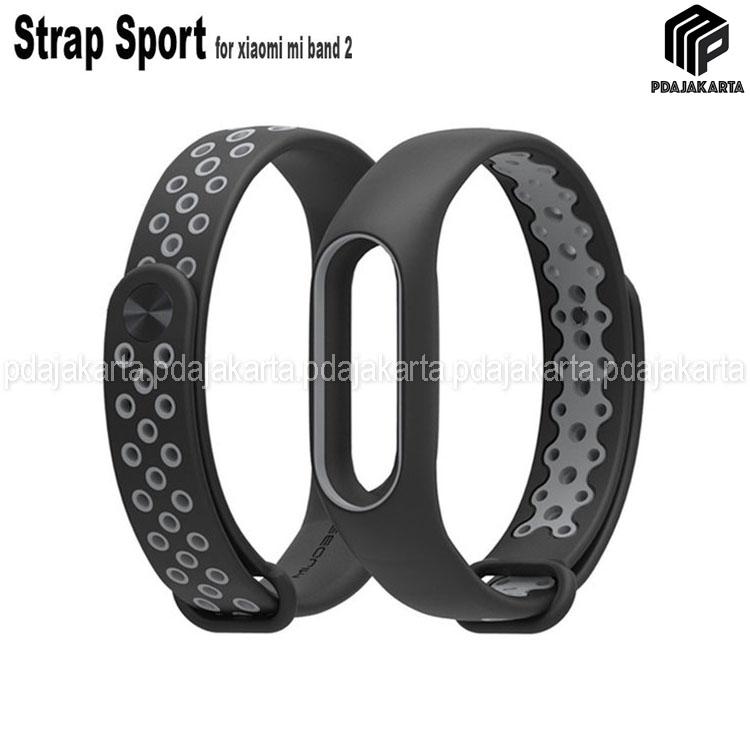 Strap Sport Gelang Pengganti Xiaomi Mi Band 2 Oled Display - Black Grey