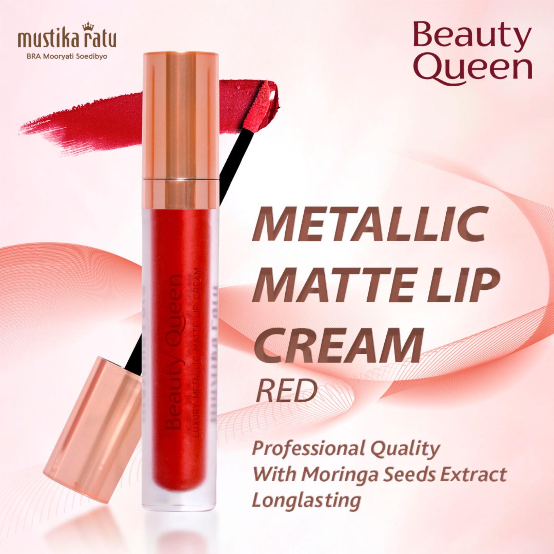Mustika Ratu Beauty Queen Series 4 Warna Metallic Matte Lip Cream - Red