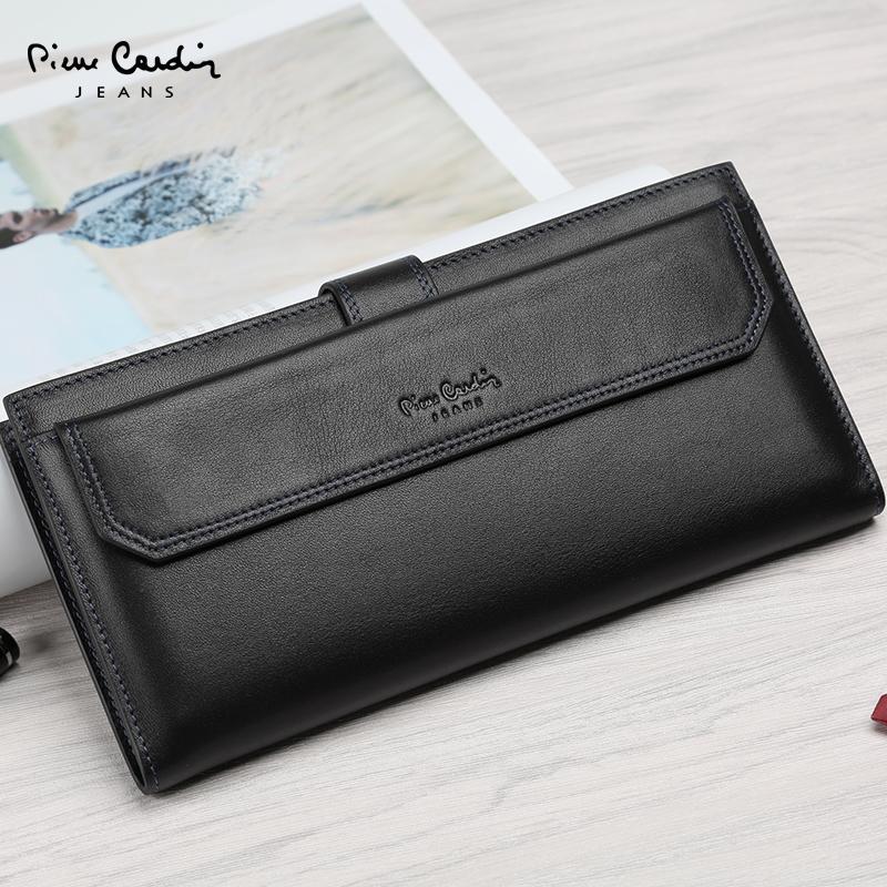 Pierre Cardin Dompet Pria Gesper Tas Tangan Kulit Kasual (Hitam (Hadiah Indah Kotak Hadiah Kemasan))