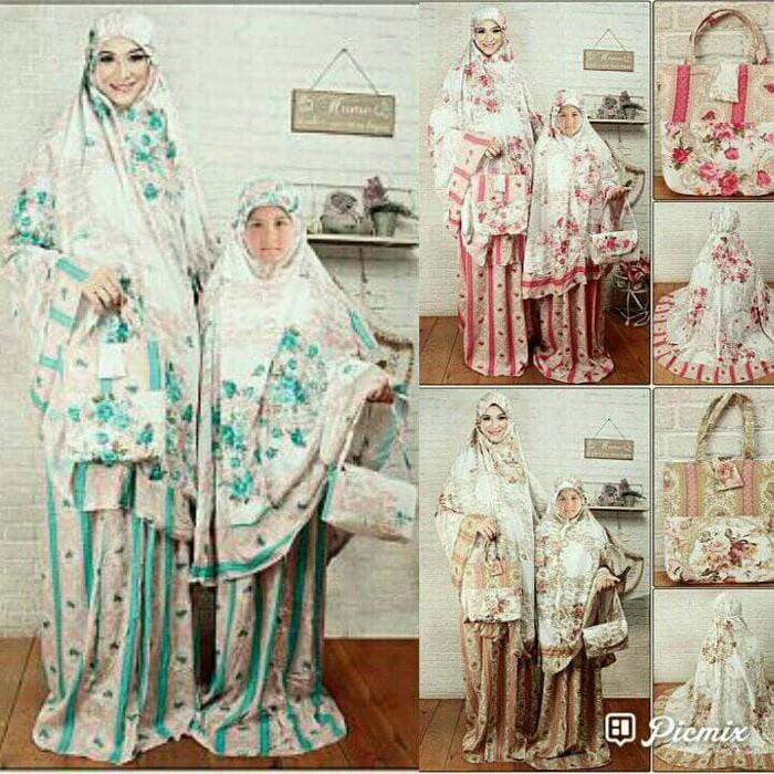 DV BLZ BB MUKENAH MUKENA IBU ANAK DAHLIA MOM KID TOSCA CREAM MUS GIL - MUQEENA