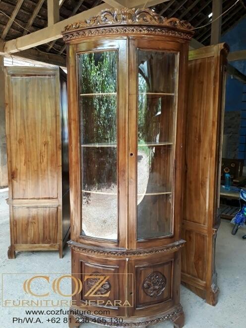 Promo Almari Sudut Jati,Lemari Pojok,Lemari Hias,Lemari Original