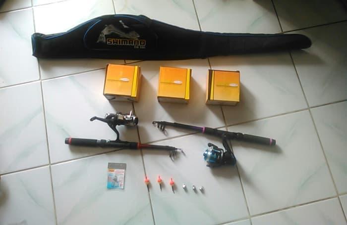 HARGA DISKON!!! paket 1 set isi 3 alat pancing / reel / tas pancing / kail / rod - injLFf
