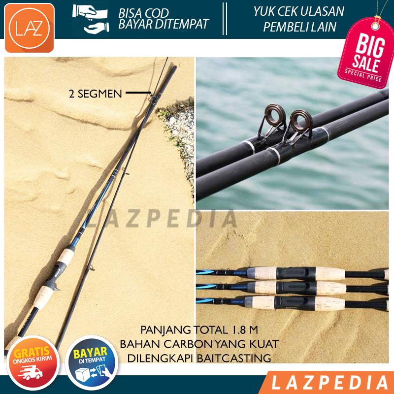 Laz COD - Gun Handle Joran Pancing Carbon Fiber Telescopic 2 Segments 1.8M Tongkat Pancing Dilengkapi Baitcasting Yang Kuat dan Kokoh / Kuning - Lazpedia A454