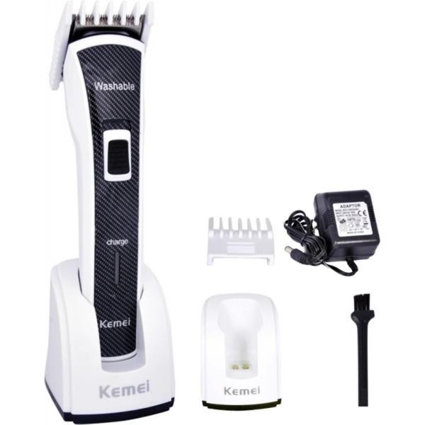 PROMO LAZADA Kemei Alat Cukur Charger Waterproof Professional Cas Portable Hair Clipper Trimmer KM-6166 - Silver