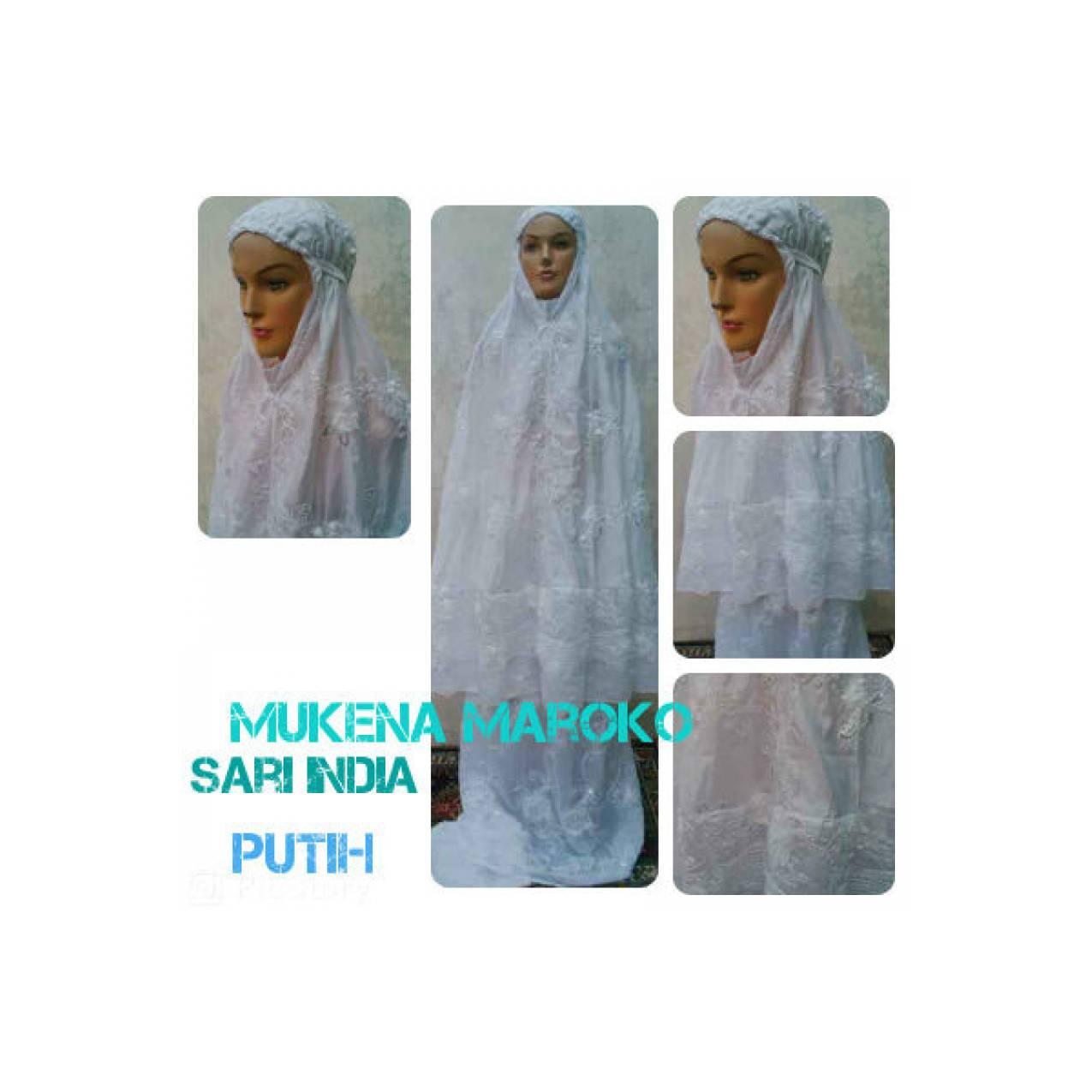 GGO - Mukena Dewasa Maroko Bahan Sari Indiaputih Mukena Dewasa cantik