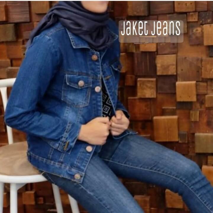 Jaket levis wanita bahan jeans denim size M,L