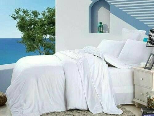 Terbaru!! Bedcover+ Sprei Putih Polos (200X200) Full Katun Hotel Premium - ready stock