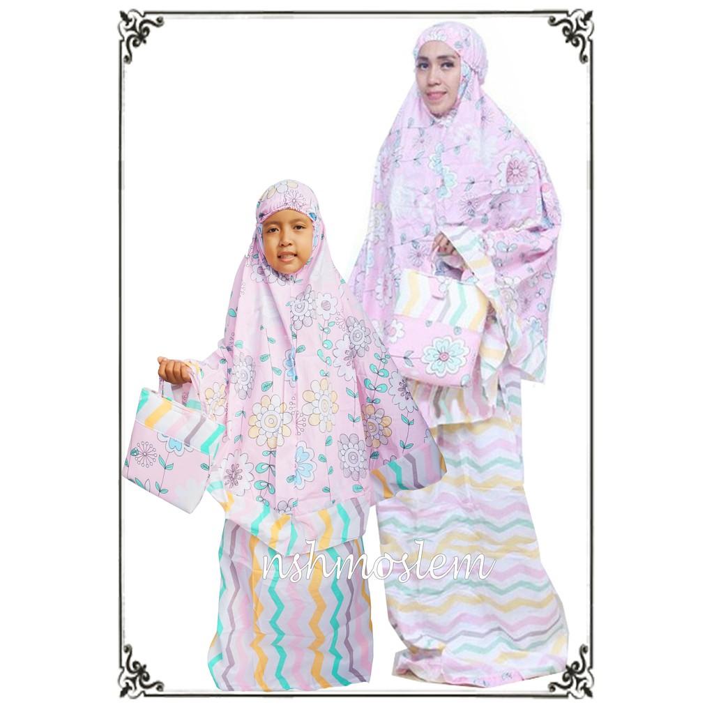 MUKENA SHABBY IBU DAN ANAK ELSA PELANGI PINK by NSH